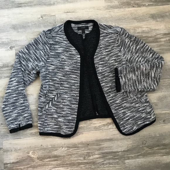 J. Crew Jackets & Blazers - J. Crew Black/White Boucle Sweater Jacket